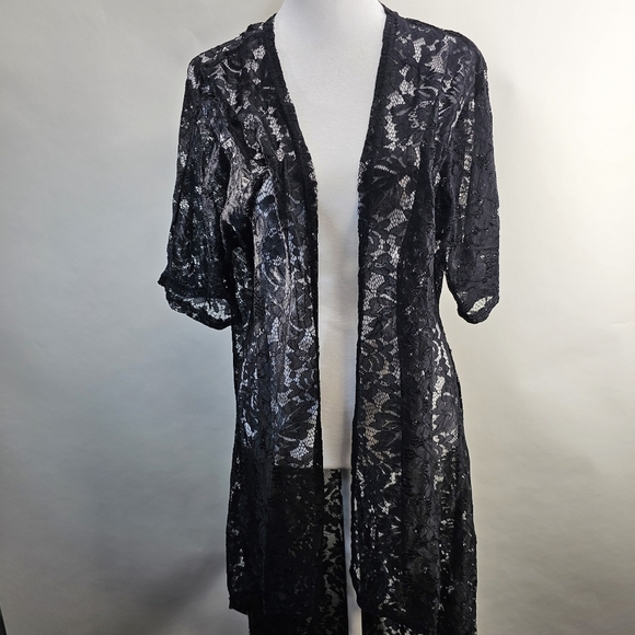 Lace sheer cover up. 5X black very long - Picture 1 of 11